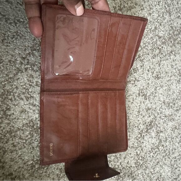 Button Brown Leather Bifold Wallet - Picture 4 of 6
